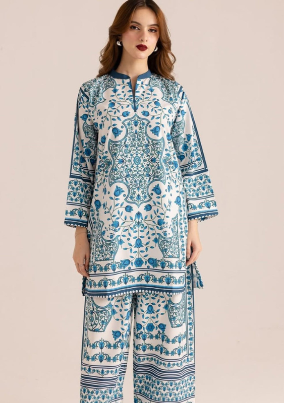 Azure Bloom 2-Piece Printed Lawn